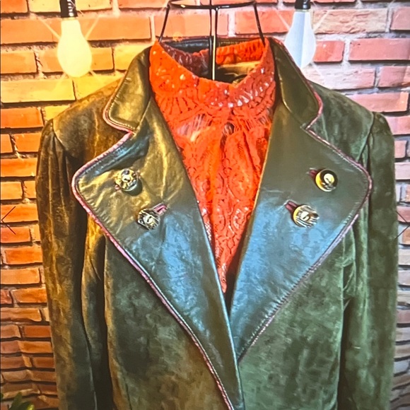 🧥 Vintage 80’s Kristall München Suede Leather Bavarian Alpine Couture - Sz Large - Picture 2 of 5